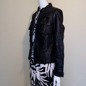 White/Black women 100% leather jacket size M